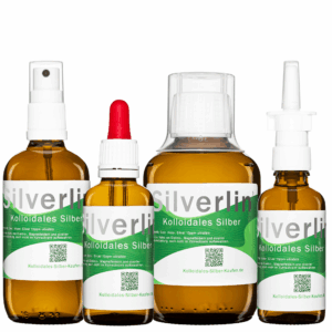 Silverlin Comfortset Mini: Kolloidales Silber im Set mit Nasenspray und Pipettenflasche für die praktische Anwendung unterwegs.