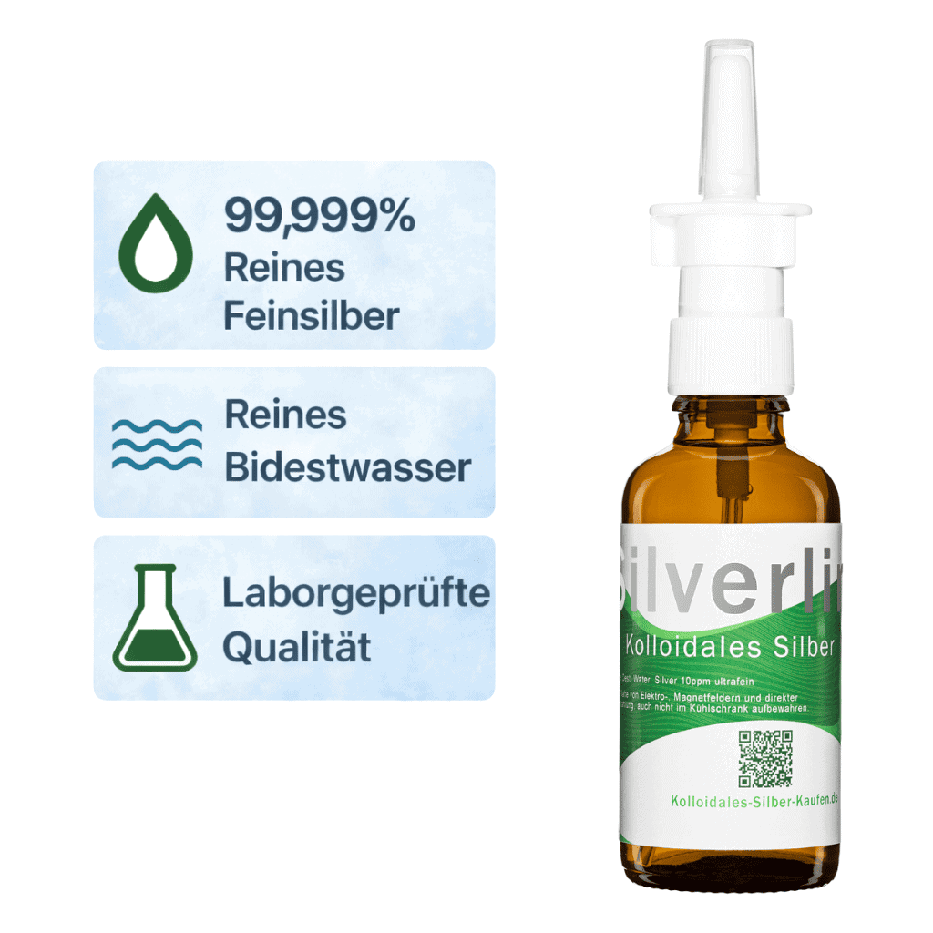 Silverlin Kolloidales Silber Nasenspray aus 99,999 % Feinsilber für die professionelle Pflege.